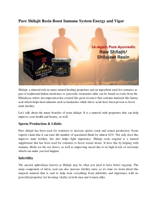 Pure Shilajit Resin Boost Immune System Energy and Vigor