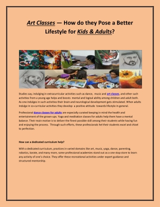 Art Classes — How do they Pose a Better Lifestyle for Kids & Adults-converted