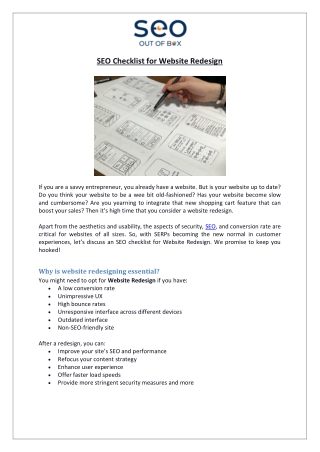 Seo Checklist for Website Redesign - SEO Out of the Box