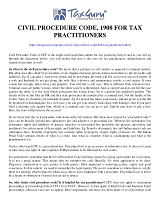 Civil Procedure Code, 1908 for tax practitioners