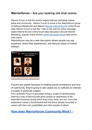 Warriorforum - Are you looking old chat rooms