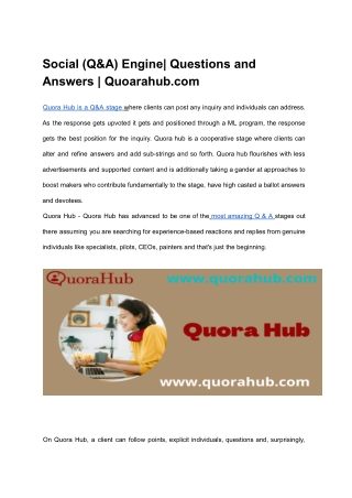 Social (Q&A) Engine OR Questions and Answers