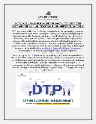 BUSINESSES INCREASE ROYALTY WITH THE  BEST MULTILINGUAL DESKTOP PUBLISHING