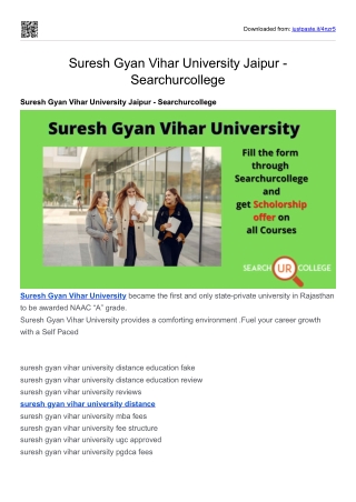 Suresh Gyan Vihar University Jaipur - Searchurcollege
