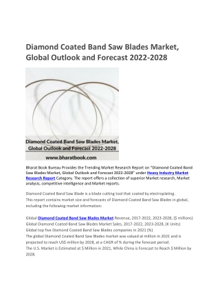 Diamond Coated Band Saw Blades Market, Global Outlook and Forecast 2022-2028