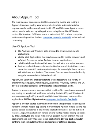 About Appium Tool