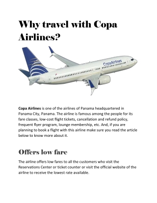 Why travel with Copa Airlines?