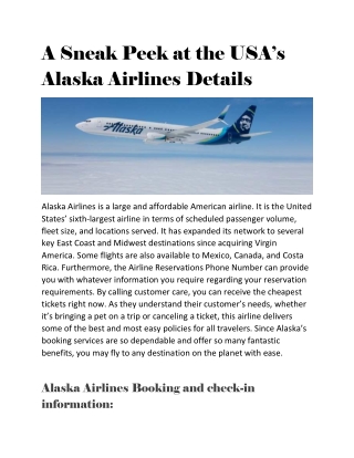 A Sneak Peek at the USA’s Alaska Airlines Details