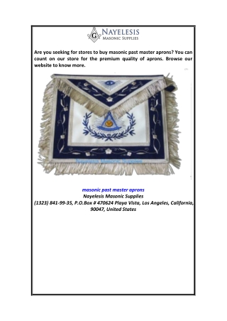 Masonic past master aprons Arreosmasonicosusa.com