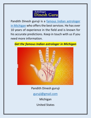 Get the famous Indian astrologer in Michigan