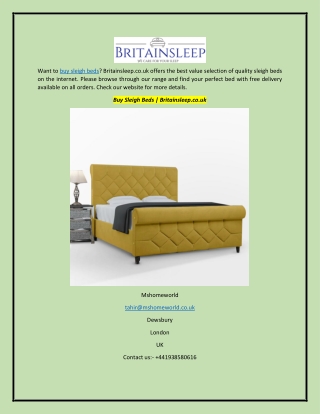 Buy Sleigh Beds | Britainsleep.co.uk