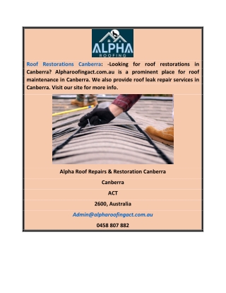 Roof Restorations Canberra | Alpharoofingact.com.au