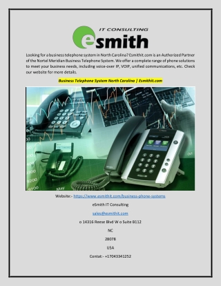 Business Telephone System North Carolina | Esmithit.com
