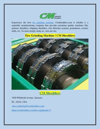 Tire Grinding Machine | CM Shredders