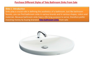 Purchase Different Styles of Toto Bathroom Sinks From Sale