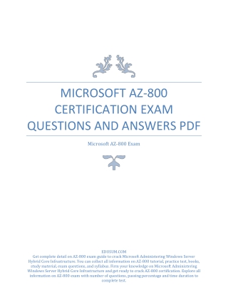 Microsoft AZ-800 Certification Exam Questions and Answers PDF