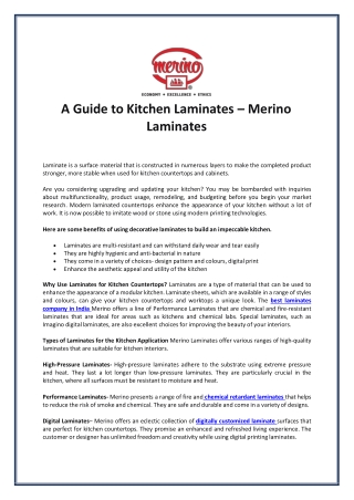 A Guide to Kitchen Laminates – Merino Laminates