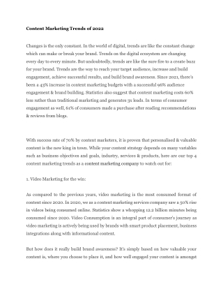 Content Marketing Trends of 2022