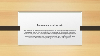 Entrepreneur en plomberie PPT