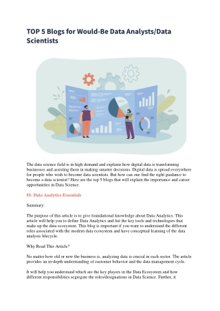 TOP 5 Blogs for Would-Be Data Analysts Or Data Scientists