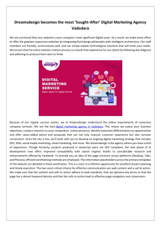 Dreamsdesign becomes the most ‘Sought-After’ Digital Marketing Agency Vadodara