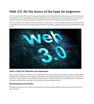 Web 3.0 All the basics of the hype for beginners