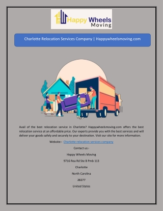 Charlotte Relocation Services Company | Happywheelsmoving.com