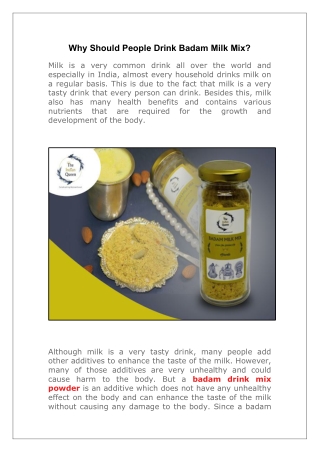 Why Should People Drink Badam Milk Mix
