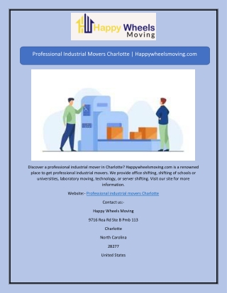 Professional Industrial Movers Charlotte | Happywheelsmoving.com