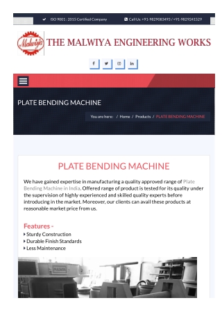 Plate Bending Machine in India | Plate Bending Machine manufacturer in India
