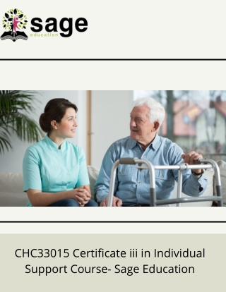 CHC33015 Certificate iii in Individual Support Course- Sage Education