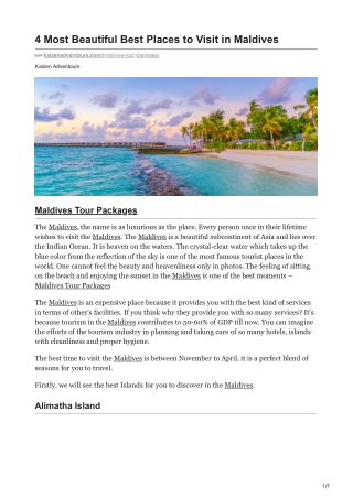 4 Most Beautiful Best Places to Visit in Maldives