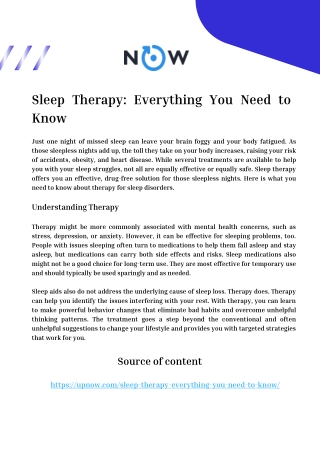 Sleep Therapy Everything You Need to Know | UpNow Hypnosis