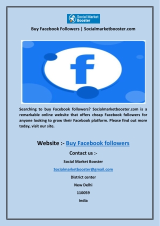 Buy Facebook Followers Socialmarketbooster