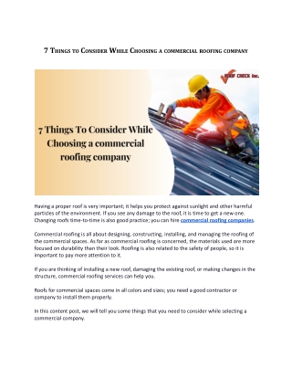 7 Things To Consider While Choosing a commercial roofing company