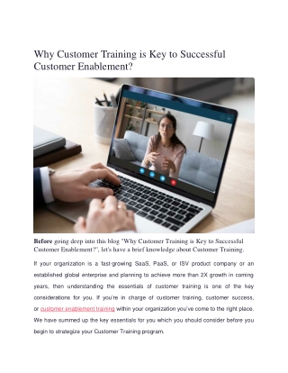 Why Customer Training is Key to Successful Customer Enablement