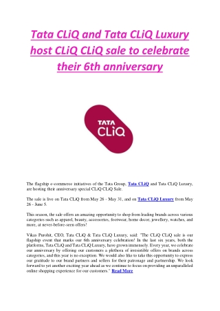 Tata CLiQ and Tata CLiQ Luxury host CLiQ CLiQ sale to celebrate their 6th anniversary