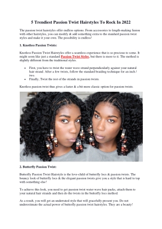 5 Trendiest Passion Twist Hairstyles To Rock In 2022