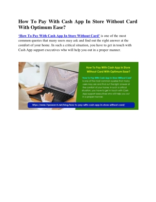 How To Pay With Cash App In Store Without Card With Optimum Ease?