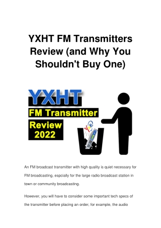 YXHT FM Transmitters Review (and Why You Shouldn't Buy One)