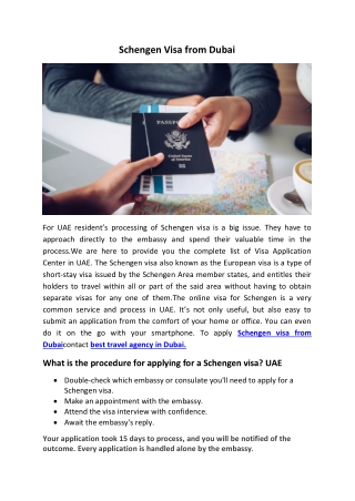 Schengen Visa from Dubai