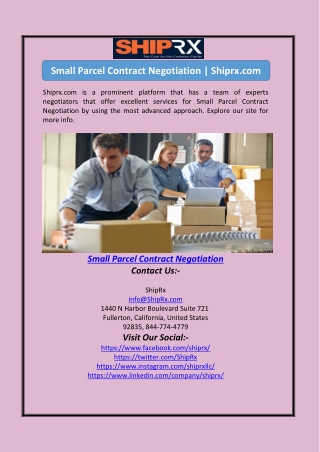 Small Parcel Contract Negotiation | Shiprx.com