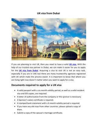 UK visa from Dubai