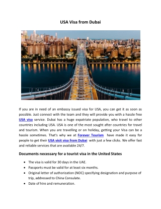 USA Visa from Dubai