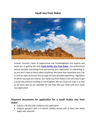 Saudi visa from Dubai