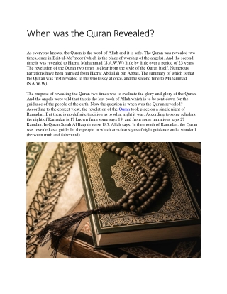 When was the Quran Revealed?