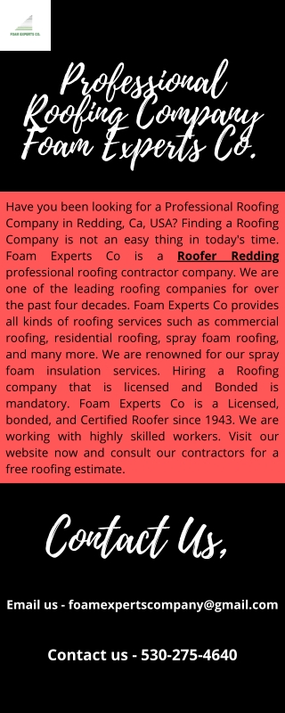 Professional Roofing Company Foam Experts Co