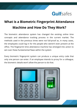 What is a Biometric Fingerprint Attendance Machine and How Do They Work