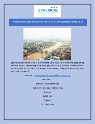 Professional Accounting Firm London Uk | Sphericalaccountants.co.uk