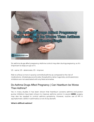 Do Asthma Drugs Affect Pregnancy – Dr. Sheetu Singh